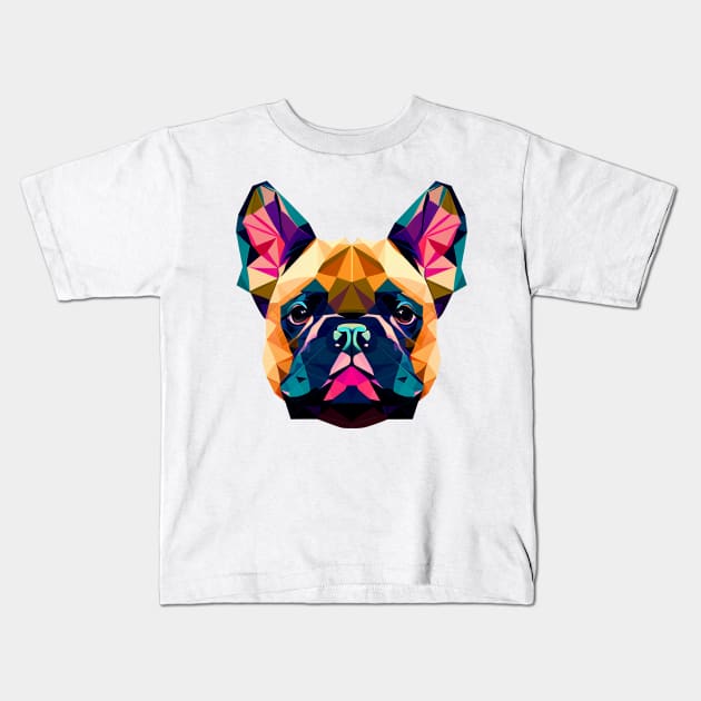 French Bulldog Geometric Portrait - Lively Kids T-Shirt by Bondoboxy